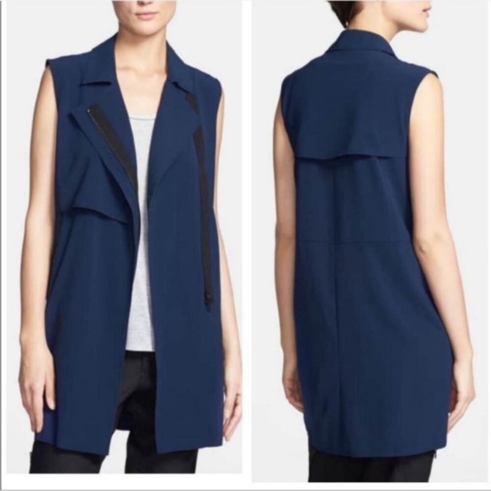 Vince Laser Cut Trench Vest in navy